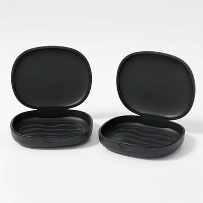 BVN 2PCS Retainer Case Denture Case - Slim Orthodontic Dental Case for Mouth Guard, Teeth Aligner & Night Guard - Black Storage Holder