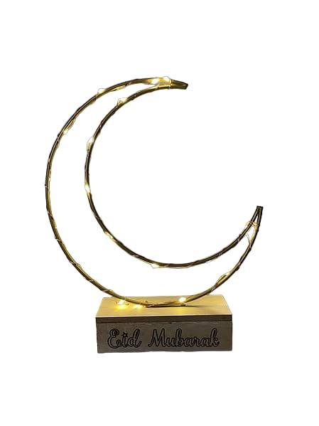 Eid Mubarak Crescent Moon Light - Ramadan Festival Hanging Lighted Decorations for Home Festival Eid Mubarak, Gifting, New Year Muslim, Allah Welcome Housewarming Festive Stylish