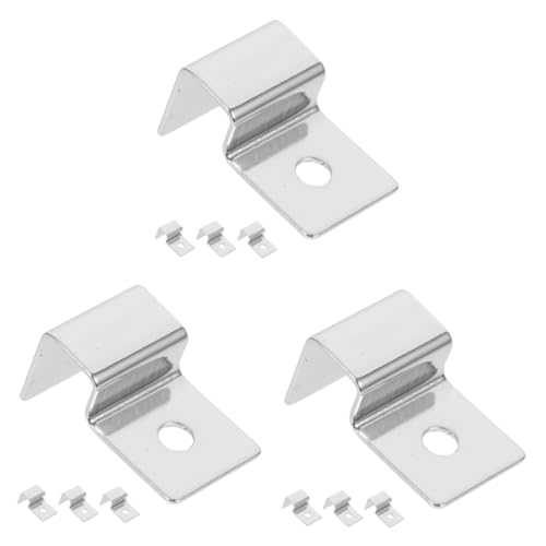 BESPORTBLE 12pcs Stainless Steel Fish Tank Glass Cover Clips Lid Support Brackets for Aquariums for Open Tanks and Glass and Accessories - color: Silverx3pcs, size: 3.00X1.70X0.10CMx3pcs