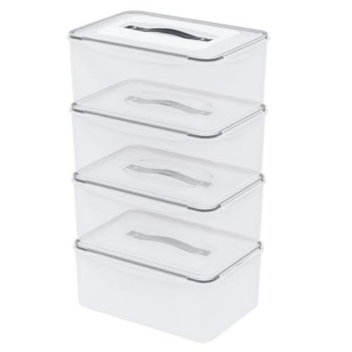 4 Pack Airtight Clear Plastic Food Storage Containers, 15 Quart | Plastic Box with Sealed Lid for Refrigerator Organization, Dry Goods Storage, Dough Proofing, Marinated Meat