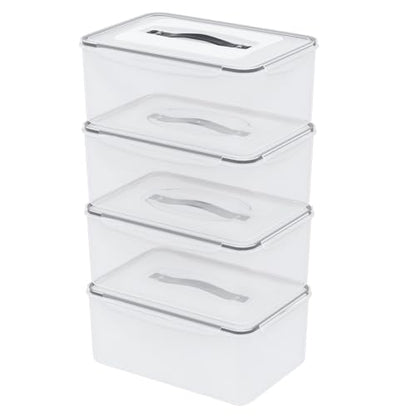 4 Pack Airtight Clear Plastic Food Storage Containers, 15 Quart | Plastic Box with Sealed Lid for Refrigerator Organization, Dry Goods Storage, Dough Proofing, Marinated Meat