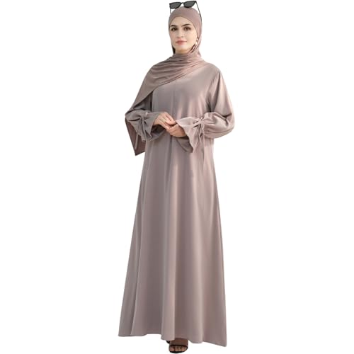 khalat Women's Muslim Kaftan Abaya Dress Eid Prayer Dress for Women Islamic Daily Dress Smooth Flowy Muslim Women Clothes - color: Taro, size: Small