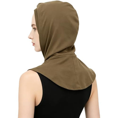 dPois Plain Ready To Wear Amira Hijab for Women Soft Muslim One Piece Instant Hijab Headscarf for Daily Wear - color: Khaki
