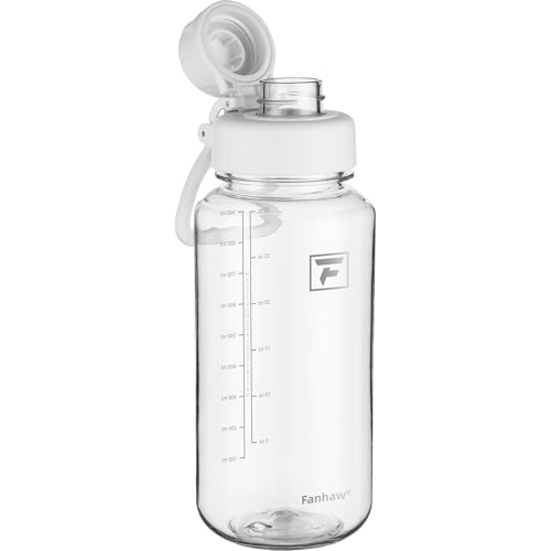 Fanhaw 32 oz Clear BPA-Free Tritan Water Bottle with Fast-Flow Spout Lid, BPA-Free & Leak-Proof Wide-Mouth Reusable Bottle for Gym, School & Office, Back to School Essentials (Clear&White) - color: Clear&White