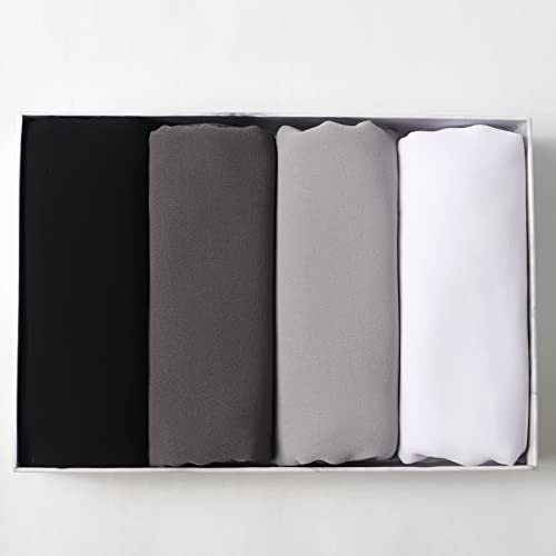Febfim 4 PCS Muslim Women Soft Premium Solid Chiffon Hijab Scarves Shawl Long Scarf Wrap Scarves with Gift Box - color: Orange