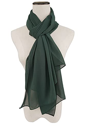 YOUR SMILE for Women Lightweight Breathable Solid Color Soft Chiffon Long Fashion Scarves Sun-proof Shawls Wrap - color: Blackish Green