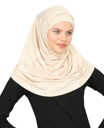 Prien Chic Ready To Wear Hijab For Women, Muslim Long Turban Undercap Set, Instant Scarf, Prayer Clothes For Girls, Abaya - color: Beige