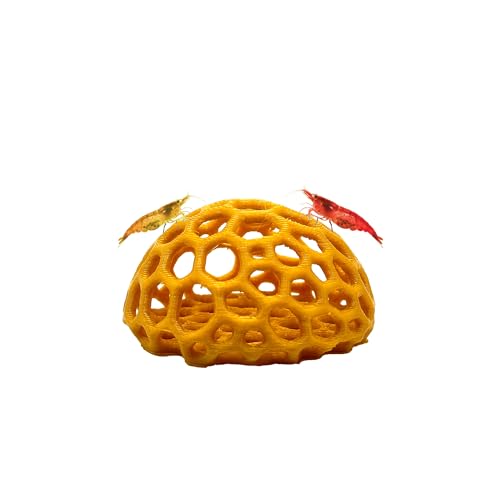 Shrimp Dome Hide, Aquarium Cave for Cherry Shrimp, Gold | Dome-shaped aquarium hide creates a sheltered cave and hiding spot for cherry, dwarf and baby shrimp in freshwater tanks - color: Honey Gold