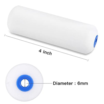 Mister Rui Foam Paint Roller - Small Paint Roller, Mini Paint Roller & Paint Roller Cover 4 inch for Painting Walls, Cabinets, Cupboards, Doors - color: 10 Pcs 4" Double-rounded