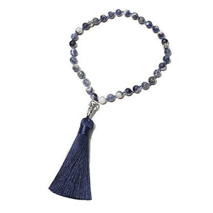Tasbih Prayer Beads Allah & Muhammad Islamic Prayer Rosary Muslim Islam Misbaha Tasbeeh Sibha 99 Prayer Beads Necklace 33 Prayer Beads Bracelet - color: 8mm Sodalite 33 Beads