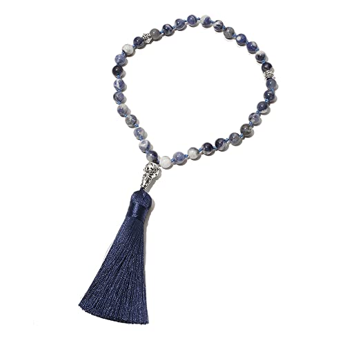 Tasbih Prayer Beads Allah & Muhammad Islamic Prayer Rosary Muslim Islam Misbaha Tasbeeh Sibha 99 Prayer Beads Necklace 33 Prayer Beads Bracelet - color: 8mm Sodalite 33 Beads
