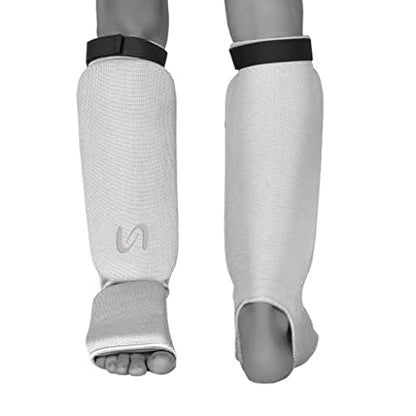 UFG Ultimate - Cloth Shin Instep Guard - Karate MMA Boxing Muay Thai Training Protection - color: White, size: CH