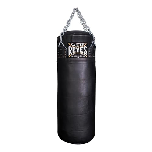 CLETO REYES Heavy Punching Bag for Adults Boxing Training Equipment, MMA, Kickboxing, Muay Thai, Cowhide Leather, Black - size: X-Large