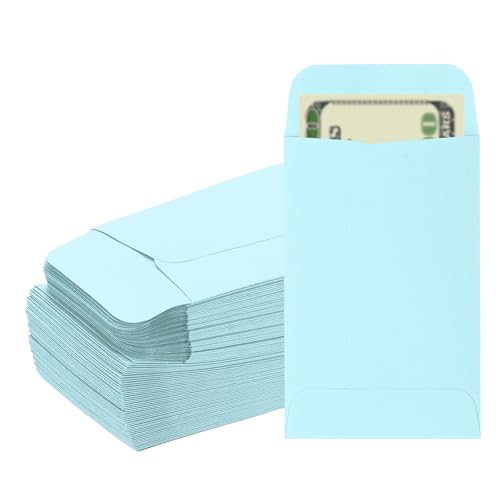PATIKIL Money Envelope, 100 Pack 3.5" x 2.2" Cash Envelopes Money Holder Bags Budgeting Saving Challenge Letter for Gift Coins Checks Tickets Jewelry Passport Card, Light Blue - color: Light Blue, size: 3.5" x 2.2"