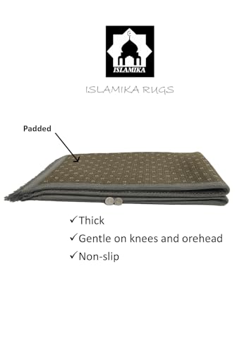 Prayer Rug Muslim Mat Islamic - Luxurious Velvet Turkish Prayer Rug Sajadah for Kids Men Women for Eid Travel Ramadan, Soft and Luxury (Gray) - color: Grey