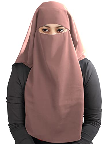 MyBatua 3 Layers Saudi Niqab In Breathable Georgette, Wholesale Price, 1pc Face Veil NQ-003 - color: Rose Taupe