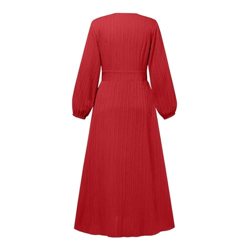 Abaya Dress For Women One-Piece Prayer Clothes Abaya Dubai Kaftan Long Sleeve Robe Thobe Dubai Islamic Clothing - color: Red, size: XX-Large