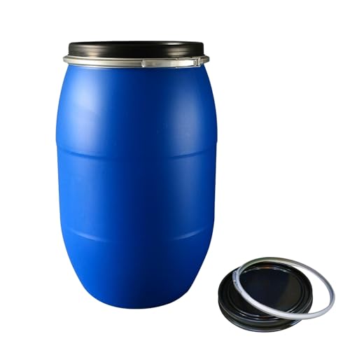 Shipping Barrel, Plastic Drum with Lid, Food Grade Container, Air Tight for Water and Food Storage, Rain Barrel Use(120L) - size: 120L