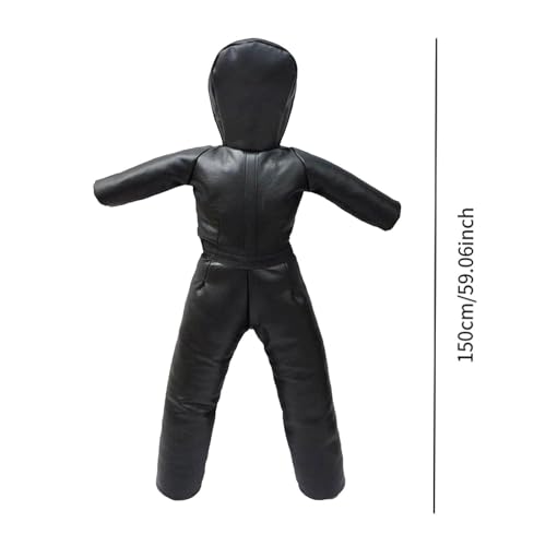 Grappling Dummy Professional Unfilled Jiu Grappling Dummy Multiuse Martial Arts Training Dummy PU Leather Wrestling Boxing Human Shape Suitable - color: Black