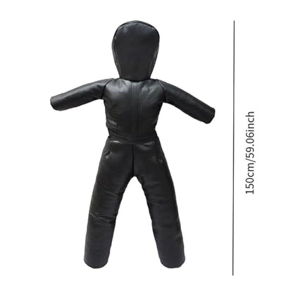 Grappling Dummy Professional Unfilled Jiu Grappling Dummy Multiuse Martial Arts Training Dummy PU Leather Wrestling Boxing Human Shape Suitable - color: Black