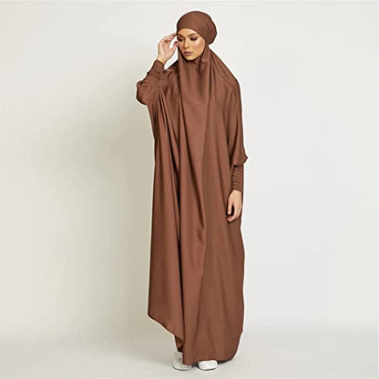 ODIZLI Muslim One Piece Prayer Hijab Dress Women Hooded Abaya Full Cover Islam Dubai Modest Robe - color: Coffee, size: One Size