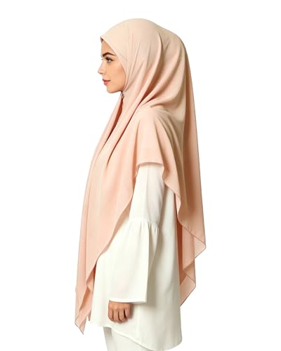 Lina & Lily Premium Chiffon Hijab Head Scarf Shawl Wrap for Muslim Women Square 58'' x 58'' - color: Peach