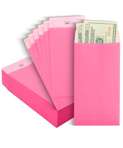 Mr. Pen- Money Envelopes for Cash, 6.5" x 3.5", 100 Pack, Kraft Paper | Self-Adhesive Bulk Cash Envelopes for Budgeting, Money and Coin Saving, Check, Budget, Small Item Organizing - color: Light Pink, size: 100 Pack