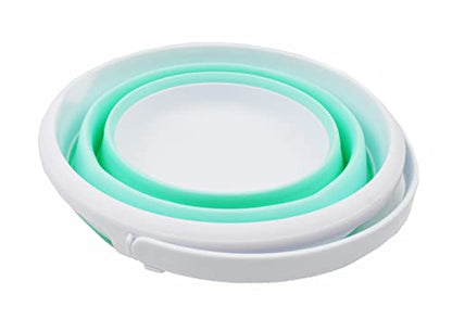 SAMMART 5.5L (1.4 Gallon) Collapsible Plastic Bucket - Foldable Round Tub - Portable Fishing Water Pail - Space Saving Outdoor Waterpot. (White/Light Green, 1) - color: White/Light Green