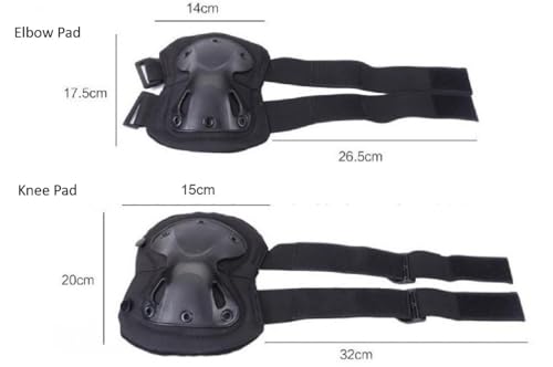 Military Tactical Knee Pad Elbow Pad Set Airsoft Knee Elbow Protective Pads Combat Paintball Skate Outdoor Sports Safety Guard Gear (X shape Black-Set of 4, M-for Adult) - style: X-shape Black,Set of 4