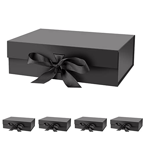 DaiJoob 5-Pack Black Gift Boxes with Lid for Presents 10.5x7.5x3.1 Inches - color: Black-10.5x7.5x3.1 Inch-5pcs