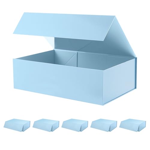 Large Light Blue Gift Boxes with Magnetic Lid for Present, 6 pack - color: Blue, size: 1 Count (pack of 6)