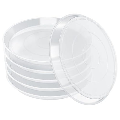 FUIJOL 6 Pack Clear Plant Saucer 4 Inch, Durable Plant Drip Trays Saucers for Pots, No Holes Water Catcher Trays for Indoor Outdoor Planter, Sturdy Base Plate(4", Clear) - size: 4"-6Pack