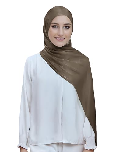 Lina & Lily Sheen Shimmer Women's Crepe Scarf Shawl Wrap Head Hijab Lightweight - color: Dark Taupe