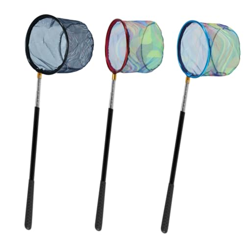 Fishing Net 2 Pack Retractable Lightweight Landing Net with Aluminum Rod Handle Fishing Nets for Youth Catch and Release Butterfly Nets - style: Blue+black