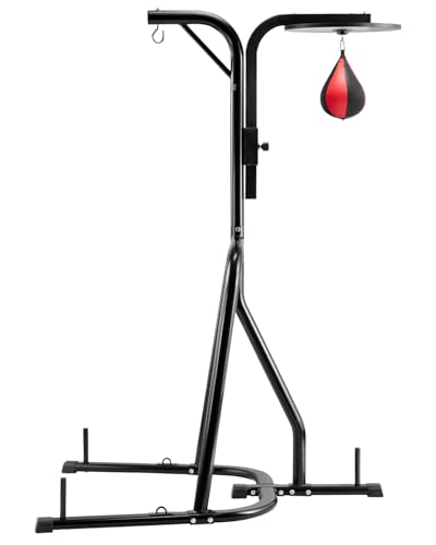 VEVOR Punching Bag Stand, Steel Heavy Duty Workout Training Equipment, Adjustable Height Boxing Punching Stand with Weighted Base, Holds Up to 140 lbs, Freestanding Sandbag Rack for Home Gym Fitness - style: 2 in 1 Freestanding Sandbag Rack