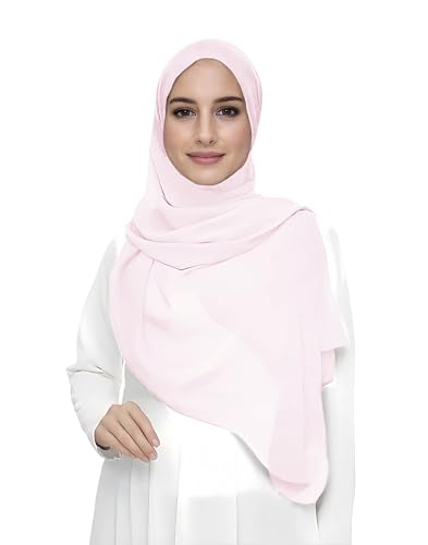 Premium Chiffon Hijab Head Scarf Shawl Wrap for Muslim Women Lightweight - color: Baby Pink