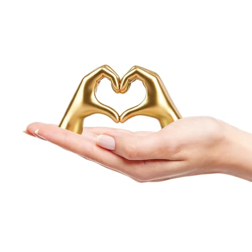 Small Gold Hand Heart Sculpture Home Decor for Living Room Bedroom Office - size: X-Small
