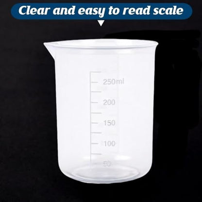 6-Pack Plastic Graduated Lab Beakers, 250ml & 300ml Mixing Measuring Cups, Transparent PP for Science, Kitchen, DIY & Education - style: 250 ML/300ML