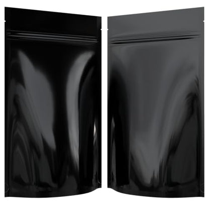 Mylar Style Barrier Bags – Zipper w/Heat Seal – 100 Bags (Gloss Black/Gloss Black, 1/2 Ounce - 5?x8.14?x2.33?) - color: Gloss Black / Gloss Black, size: 5x8.14x2.33 Inch (Pack of 100)