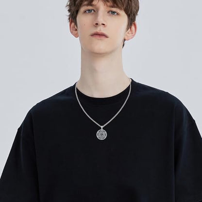 Coexist Necklace 925 Sterling Silver Yin Yang/Star of David Pendant World Religions Harmony Necklace Religion Jewelry Gift for Men - style: Buddha