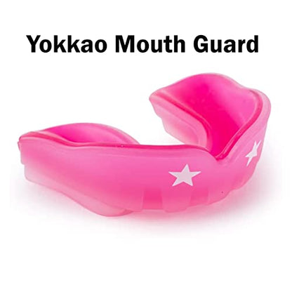 YOKKAO Muay Thai Boxing Mouth Guard – Boil and Bite Mouthguard with case for All Contact Sports, Easy Breathing Mouthpiece for Adults - Pink - color: Clear Pink