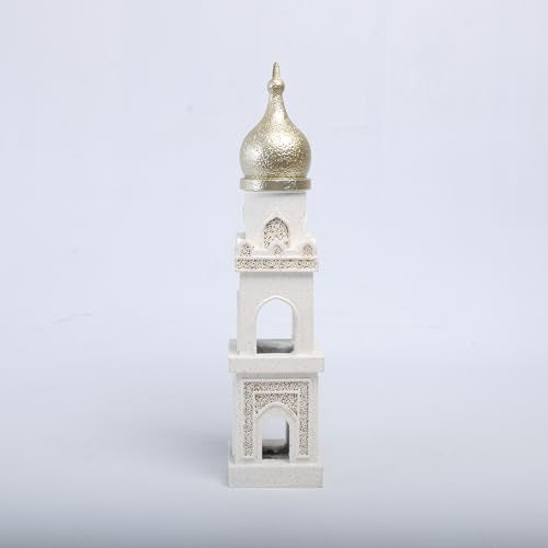 Islamic Cultural Decor Collection - Handcrafted Resin Mosque Models & Tower Ornaments for Home/Office Display Ramadan Decoration (Tower 1) - style: tower 1
