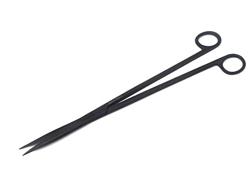 A2Z-Aquascaping Maintenance Tools Accessories,Anti-Rust Stainless Steel Tweezers Scissors Spatula for Aquarium Tank Clean, Fish Tank, Bonsai, Algae Scrapers (12" Scissors - Straight - Black) - size: 12" Scissors - Straight - Black