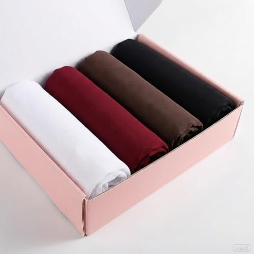 Febfim 4 PCS Muslim Women Soft Premium Solid Chiffon Hijab Scarves Shawl Long Scarf Wrap Scarves with Gift Box - color: 2025 5f
