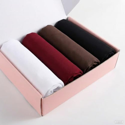 Febfim 4 PCS Muslim Women Soft Premium Solid Chiffon Hijab Scarves Shawl Long Scarf Wrap Scarves with Gift Box - color: 2025 5f