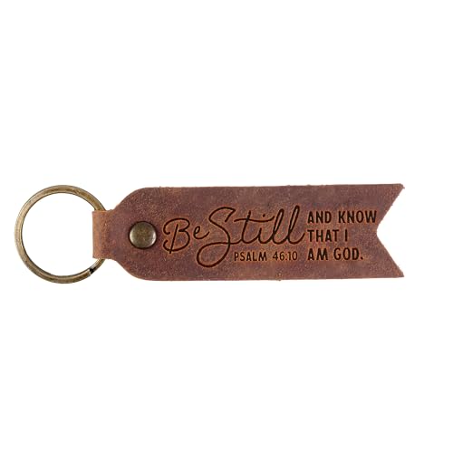 Logos Trading Post Leather Keychain - Hand-Stitched Genuine Cowhide Leather Keychain Strap - color: Be Still Leather