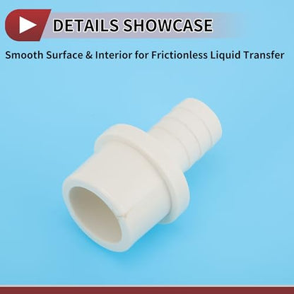 Plastic Hose Barb Fitting 1-1/4" x 25/32" Barb OD Straight Through Pipe Connector White 5 Pcs - color: White, size: 1-1/4" x 25/32" OD