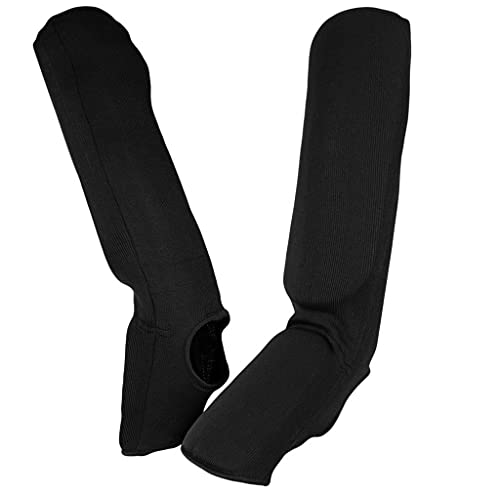 Ultimate - Cloth Shin Instep Guard for Karate TKD MMA Kickboxing Combat Training - color: Black, size: Small