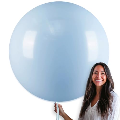 PartyWoo Baby Blue Balloons 4pcs Light Pastel Sky Aqua Blue Color - color: Blue-q13, size: 36 inch