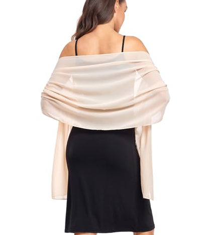 Shawl and Wrap for Evening Dresses Wedding Sheer Scarfs Women Scarve - color: Champagne, size: One Size